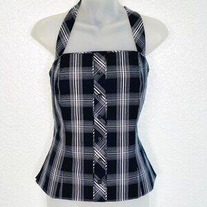 Black and white plaid halter top